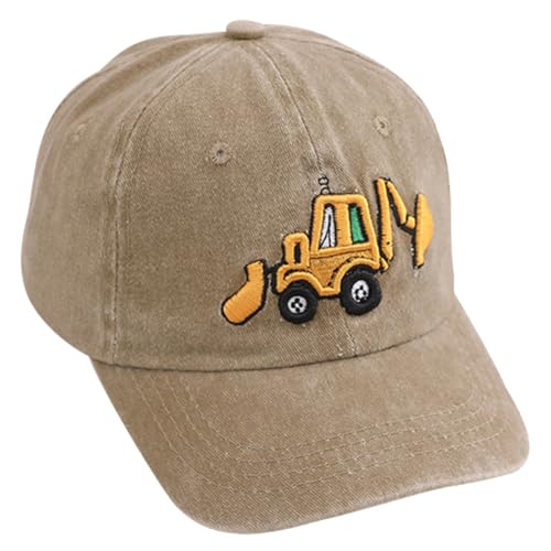 Bagger Kinder Baseball Cap, Auto Baseballcap Baseballmützen Sonnenhut Sonnenschutz Kappe Cartoon Baseball Kappe Kinder Caps Baseballkappe für Kinder Junge Mädchen 2-8 Jahre, Khaki