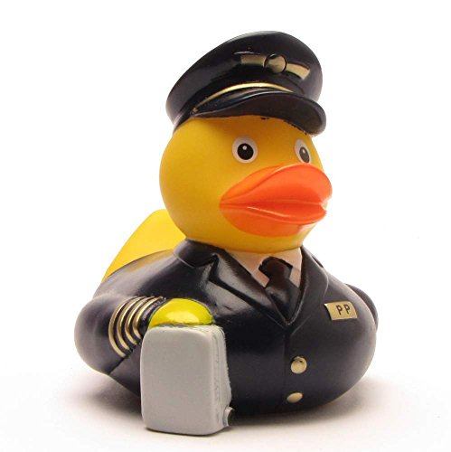 Duckshop I Badeente Pilot I Quietscheente I L: 7,5 cm I Quietscheentchen I Geschenk Luftpersonal I Präsent Sammler