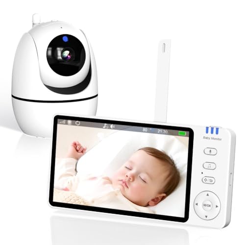 Ade Babyphone mit Kamera 5 Zoll 720P HD IPS-Display Babyphone ohne WLAN, 2-Wege-Audio VOX-Modus 300M Reichweite Gegensprechen Nachtsicht Temperaturanzeige, 3500mAh Akku
