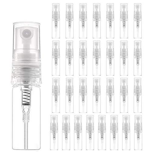 30 Stück 3ml Mini Parfumzerstäuber Sprühflaschen, Leer Zerstäuber Pump Sprühflasche, Nachfüllbare Fläschchen für Parfüm, Lotion, Körperpflege-Produkte und Reisen, Handlich für Reisen im Freien