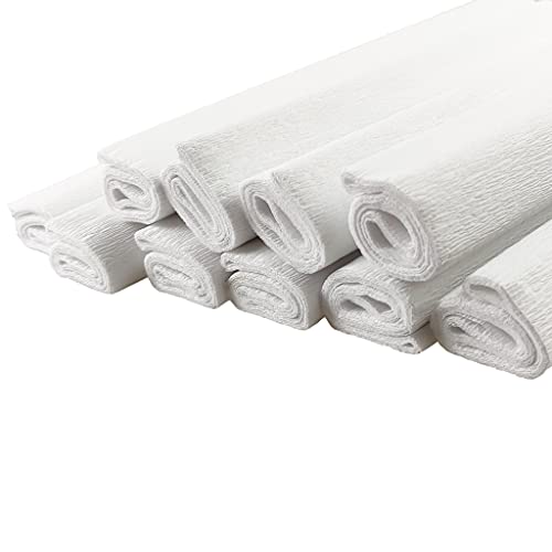 Netuno 10 Rollen Krepp-Papier Weiß 200 x 50 cm Bastelpapier Krepppapier zum Basteln weißes Krepppapier Bastelkrepp deko Krepp-Rollen crepe paper white