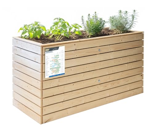 WESTMANN Hochbeet Fichte XL inkl. Aussaatkalender | 160x70x90 cm Natur | Kräuterbeet für den Außenbereich | Holzhochbeet zum Bepflanzen von Gemüse & Kräutern