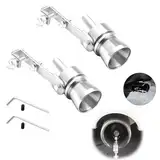 Turbo Sound Whistle, Aluminiumlegierung Auto Turbo Sound,Blow Off Ventil Simulator Whistler, Auspuff Schalldämpfer, 2 Stück Turbo Sound Simulator Pfeife Turbo Roar Sound Auspuff Whistle, Silber