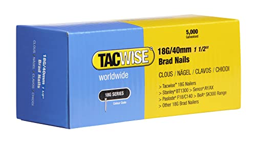 TACWISE 0400 Stauchkopfnägel Brad Typ 18G / 40 mm, verzinkt, Silber, 5000 Stück