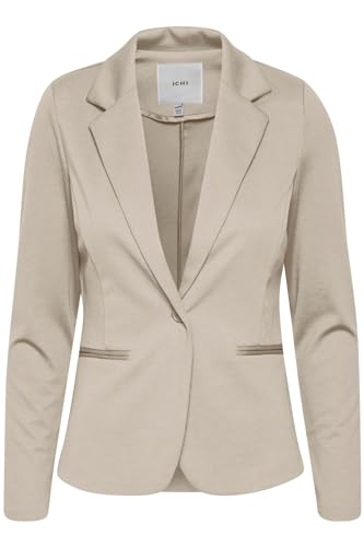 ICHI IHKATE BL Damen Blazer Kurzblazer Jacke Ein-Knopf-Blazer mit Stretch und Reverskragen, Größe:M, Farbe:Driftwood (181210)