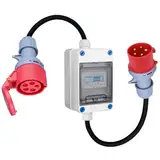 CHENGPI 3 Phasen Mobiler Digitaler Stromzähler mit CEE Stecker und Kupplung,Industriestecker LED-Stromzähler für Wohnwagen,Elektrofahrzeuge,Camping