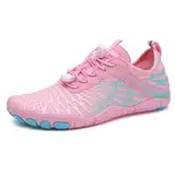 MIEHUIAI Unisex Barfußschuhe Damen Badeschuhe Herren Wasserschuhe Barfussschuhe Sommer rutschfeste Aquaschuhe Atmungsaktiv Schwimmschuhe Leicht Schnell Trocknend Fitnessschuhe(8305 Rosa,39EU)