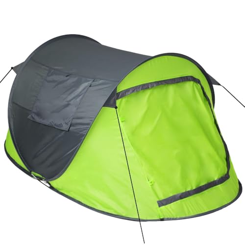 Wurfzelt Pop-Up Zelt Automatik Camping Strand Trekkingzelt Festival 2 Personen (Grün-Grau | 401675)