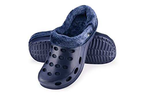 ESTRO Herren Winter Hausschuhe Damen - Hausschuhe Gefüttert Herren Hausschuhe Damen Winter Gartenschuhe Gefüttert Gartenclogs Damen Gefüttert A01 (39, Dunkelblau)