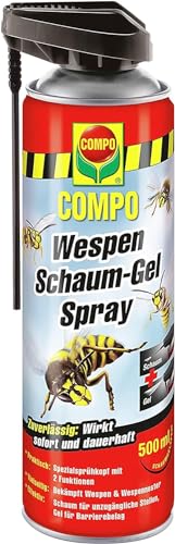 COMPO Wespen Schaum-Gel Spray – Wespenspray mit Sprührohr – wirkt gegen Wespen und Wespennester – Sofort- und Langzeitwirkung – Wespenschaum als Wespenspray – 500 ml