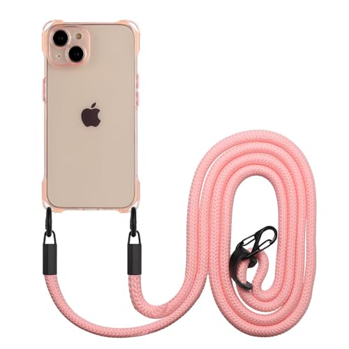 Miagon Crossbody Handykette Hülle für iPhone 14,Klar Umhängeband Transparent Handyhülle Anti-Vergilbung Stoßfest Schutzhülle mit Umhängekordel