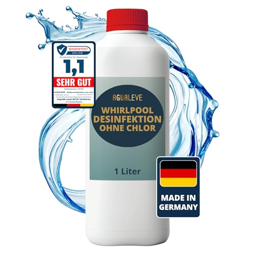 AGUALEVE® Whirlpooldesinfektion ohne Chlor 1 Ltr. *NEU* | chlorfreie Wasserdesinfektion mit Anti-Algen & Kristallklareffekt | speziell für Whirlpools entwickelt | Markenqualität Made in Germany