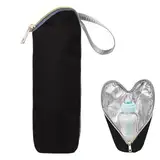 XPEX 1 Stück Isoliertasche babyflasche Baby Flaschenwärmer Tasche,Milchflasche Isoliertasche,Baby Flaschen Isolierbeutel,Tragbare Isoliertasche für Babyflaschen mit Lanyard (Schwarz)