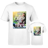 T-Shirt selbst gestalten * Weiß in M * wahlweise einseitig oder doppelseitig Bedruckt mit eigenem Foto Text Logo Name * ringgesponnene Baumwolle * viele Farben und Größen