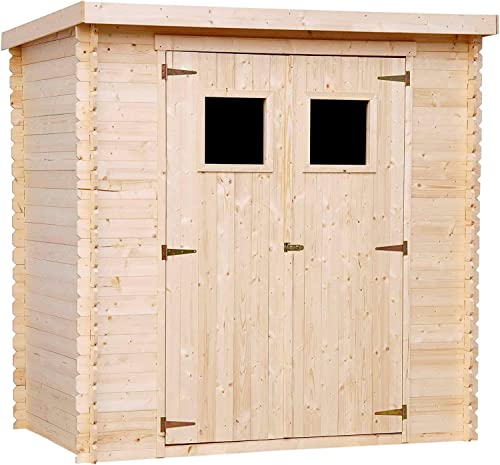 TIMBELA M311 Holzhaus Gartenhaus - Gartenschuppen Holz B204xL142xH200 cm/ 2,22 m2 Lagerschuppen für Garten - Fahrrad Schuppen - Wasserfestes Dach