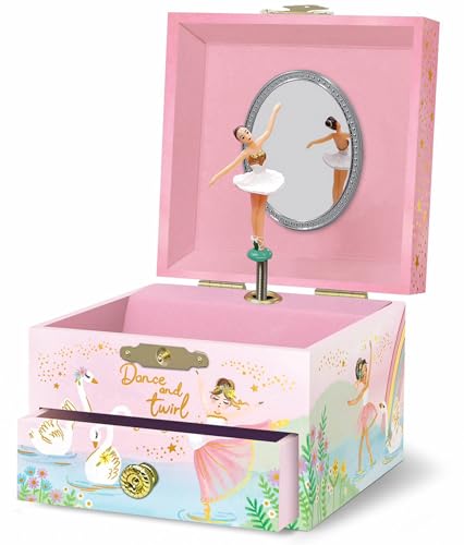 Musikalische Ballerina Schmuckkästchen für Mädchen – Kinder tanzende Ballerina Musikbox Spiegel, Ballett Geschenke für kleine Mädchen, Schmuck-Boxen, Geburtstag Geschenk, Alter 3–10, rosa