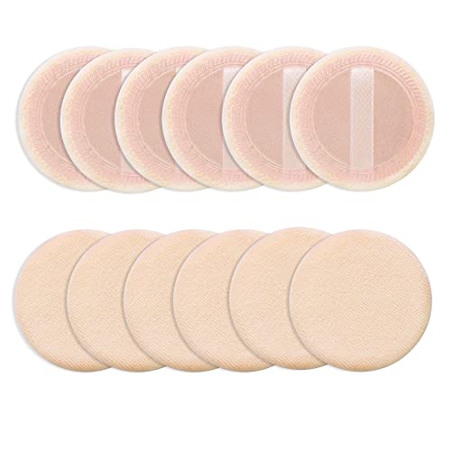 Sibba Makeup Puderquaste 12 Stück Runde Velours Gesicht Schwämmchen Make-up Kompakt Body Container Einstellung Gepresste Mischung Foundation Creme Make Up Band Strap Schwamm Kissen Applikator (Haut)