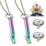 2 Stück Rauchentwöhnung Hilfsmittel Rauchfrei Hilfsmittel mit Zwei Angstringen Halskette Aus Poliertem Titanstahl mit Angstring für Herren Damen Meditation Entspannung