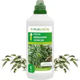 Purgrün® Ficus-Benjamini-Dünger | Schnell wirksame mineralische Rezeptur | Premium-Flüssigdünger mit Spurennährstoffen | NPK 10+4+6 | Stärkt die Widerstandskraft | 1 Liter