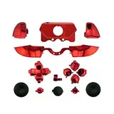 WPS Ersatzknöpfe Chrom (Oberfläche in Richtungstasten Triggers Full Button Set Mod Kits für Neuestes Xbox One Controller (3,5 mm Port) mit Schraubendreher (Torx T6 T8) Set rot Chrom/Rot