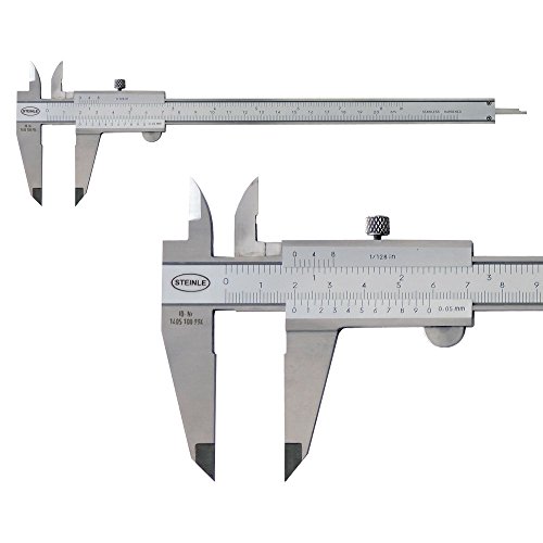 STEINLE 1102 Taschen Messschieber 150 mm mit Feststellschraube, Ablesung: 0,05 mm DIN862 - inkl. Gewindetabelle