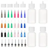 Pizsieat 4 Stück Nadelflasche 30ml Präzisionsspitzen Applikator Flasche Präzisions Applikator Leere mit 32 Stumpfen Nadelspitzen für Kleber DIY Quilling Tinten Farbe