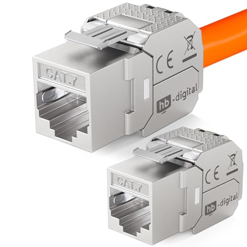 HB-DIGITAL 2x Keystone RJ45 CAT 7 Keystone Modul Schneidklemme (LSA) auf RJ45 Buchse STP bis zu 600MHz 10.000Mbit/s Einbaubuchse für CAT 5e/6/6a/7 Ethernet LAN Netzwerkkabel Patchpanel Netzwerkdose