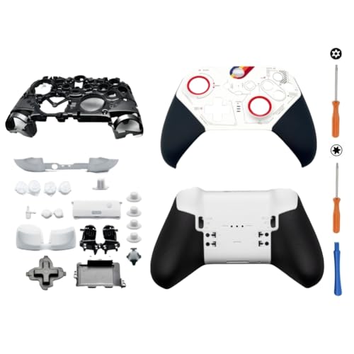 Hzxkqmil Ersatz-Gehäuse Vollschalen-Set für Xbox Elite Controller Series 2 - Weiß Special Edition, Inklusive Faceplates Abdeckung Mittlerer Rahmen ABXY Tasten LB RB Auslöser Knöpfe Zubehör