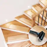 KARAT Stufenmatten transparent für Treppen - 15 Stück - 60 x 10 cm, Antirutschstreifen selbstklebend inkl. Montageroller - Treppenstufen Matten für Holztreppen, Anti Rutsch Streifen Treppe (Henri)