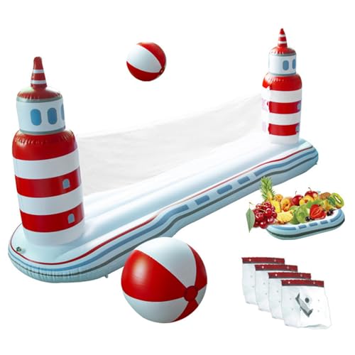 Poolvolleyball -Set umfasst 57,1 x 118,1 Zoll aufblasbares Poolvolleyball -Netz, Poolvolleyball und Tablett, Sommerpool -Spiele für Kinder und Erwachsene Poolvolleyball -Netz