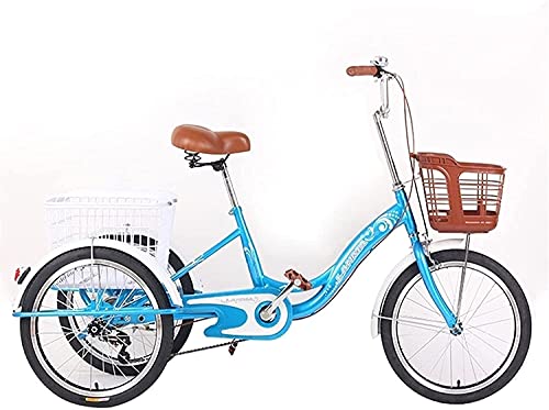 WRHOPR Dreirad Für Erwachsene, Dreirad Für Erwachsene Mit 3 Rädern, Dreirad Für Erwachsene, 1-Gang-20-Zoll-3-Rad-Dreirad Mit Korb, Dreirädriges Fahrrad Zum Einkaufen Oder Taschen-Liegerad