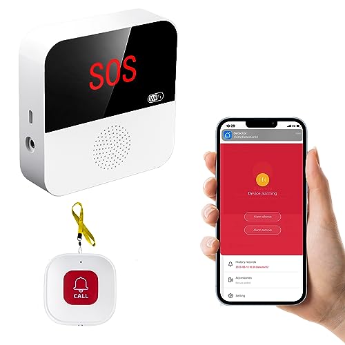 Chatthen Notrufknopf für Senioren, Tuya WiFi Alarmanlage Haus, Senioren Notruf Empfänger*1+Ruftaste*1, Kompatibel mit Tuya Smart/Smart Life/Alexa (Unterstützt Wi-Fi 2.4GHz)