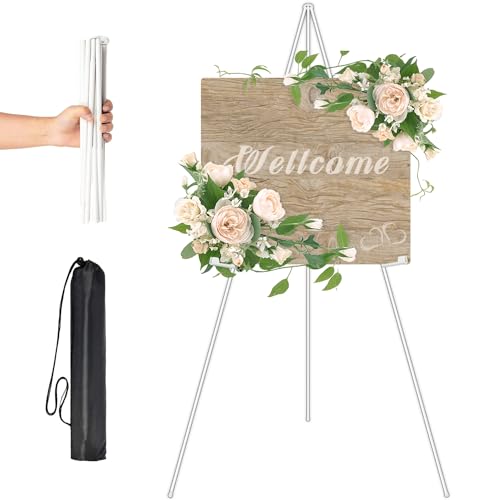 Staffelei Ständer für Hochzeitsschild Poster Leinwand Ständer Weiß Staffelei 169cm Groß Tragbare Teleskop Künstler Boden Staffeleien Verstellbares Stativ Leinwand Malerei Display