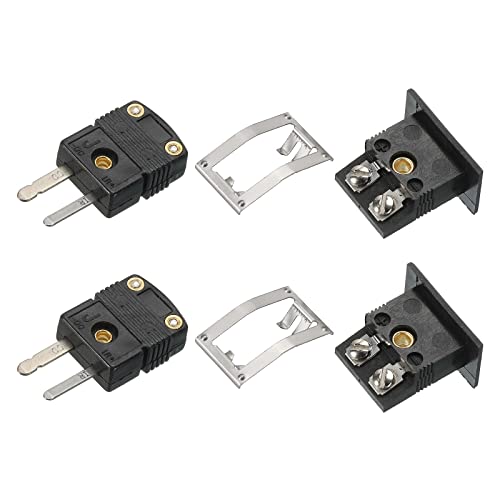 sourcing map J Typ Thermoelement Draht Steckverbinder Stecker Steckdose mit Paneel Montage Mini Steckdose 220°C(428°F) für Thermoelement Sensor 2 Set