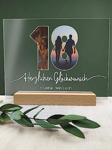 18 Geburtstag - Foto Acryl Tafel - 18 Geburtstag Dekoration, Geschenkideen zum 18 Geburtstag, 18 Geburtstag Mädchen, 18 Geburtstag Junge, 18 Geburtstag Geschenk, 18. Geburtstag, 18 Geburtstag Deko