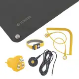 BERNSTEIN ESD Personenerdung Set 5-tlg | ESD Handling Set | Matte (500x400x0,5), Armband, 2 Kabel, Erdungsstecker | Zum Arbeiten in elektrostatisch geschützten Bereichen