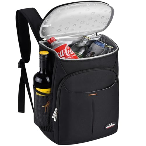 QINGLOU 25L Kühl Rucksack Kühlrucksack Kühltasche Picknicktasche Groß Isoliert isolierte Kühltasche für Picknick/BBQs/Camping/Ausflügen/Einkaufen (Schwarz)