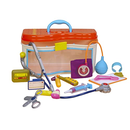 B. toys Arztkoffer Kinder Deluxe 14 Teile mit Geräuschfunktionen – Fieberthermometer, Spritze, Stethoskop und mehr – Spielzeug ab 18 Monaten