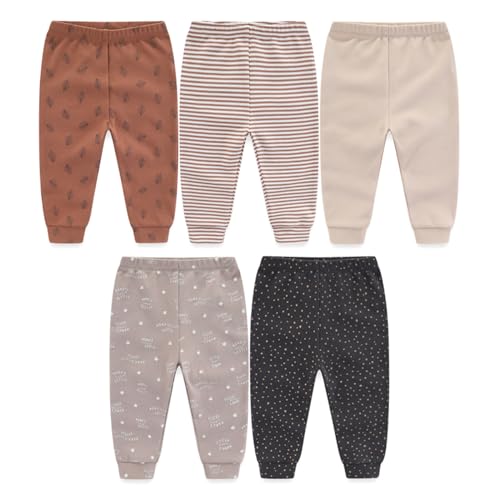 JELYLOVE 5er-Pack Unisex Baby Junge Mädchen Hosen Sets aus 100% Baumwolle Babyzubehör Neugeboren