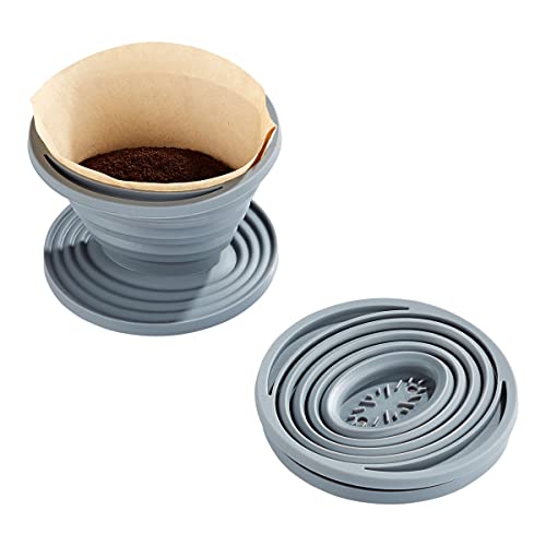 genialo Silikon-Falt-Kaffeefilter, wiederverwendbar, platzsparend faltbar, Dauerfilter, Handfilter