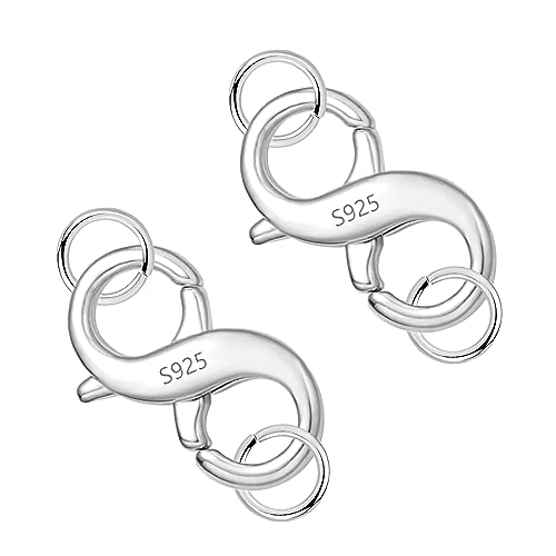 Sterling Silber 925 Kettenverschluss, ALEXCRAFT 2 Stück Silber Doppel Karabinerverschluss Schmuckverschluss Hummerschere Verschluss für Halskette Armband Kettenanhänger Zubehör Schmuckherstellung