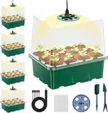 Danolt 5 Stücke Anzuchtschalen Setzling Starter Tabletts Samen Propagator Tablett mit Einstellbaren Feuchtigkeit Dome Seedling Tablett für Samenkeimung