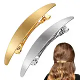 COMNICO Französische Haarspangen, 2 Stück Einfache Oval Gold-Silber Französisch Metall Haarspangen, Automatische Haarspange Vintage Rutschfest für Hochzeiten Abschlussbälle Anlässe Haar-Accessoires