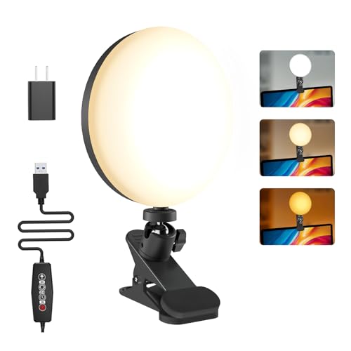 Mojimdo 159 LED Videokonferenz Licht, 3 Farben und 5 Helligkeit Videolicht auf Monitor, Videoleuchte mit Timer für Zoom, Videoanrufe, Live Streaming, USB-Adapter enthalten