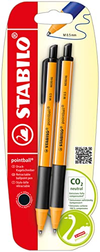 STABILO - Druck-Kugelschreiber - pointball - 2er Pack - schwarz