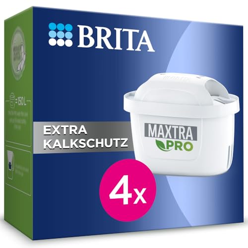 BRITA Wasserfilter Kartuschen MAXTRA PRO Extra Kalkschutz – 4er Pack; Original BRITA Ersatzkartusche für alle BRITA Kannen, Filtert Kalk, Ultimativer Geräteschutz – Der Spezialist für Heißgetränke