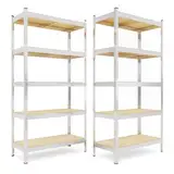 Schwerlastregal 2er Set 180x90x40 cm Steckregal mit 5 MDF Böden Metallregal verzinkt Höhenverstellbar Lagerregal Garage Kellerregal Werkstattregal Reifenregal bis 875 kg belastbar pro Regal