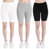 INNERSY Mädchen Radlerhose Baumwolle Leggins Kurz Sport Unterrock Shorts Sommer Slipshorts 3 Pack (10-12 Jahre, Schwarz/Weiß/Grau)