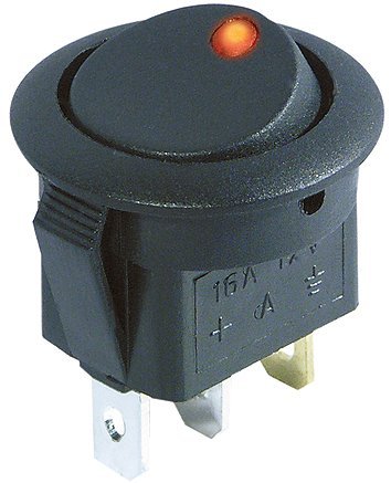MC POWER Kfz-Schalter | 12V/16A, rote LED, 3-polig, EIN/AUS | Universal Kippschalter für Auto, Boot, DIY-Projekte