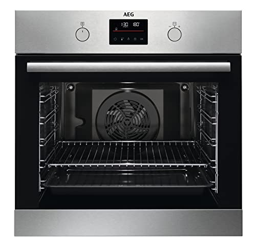 AEG BPS335061M Einbau-Backofen / Pyrolyse Selbstreinigung / Serie 6000 Ringheißluft: gleichmäßige Garergebnisse auf 3 Ebenen / 45 Automatikprogramme / LED-Touchdisplay / Schnellaufheizung / Edelstahl